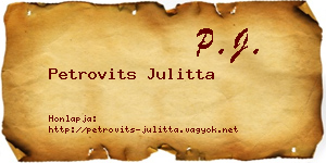 Petrovits Julitta névjegykártya